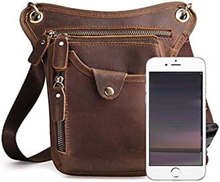 Xieben Leather Drop Leg Bag for Men Women Motorcycle Bike Riding Cycling Multi-Purpose Thigh Waist Fanny Pack Bum Pocket Hiking Sports Camping Pouch Brown
