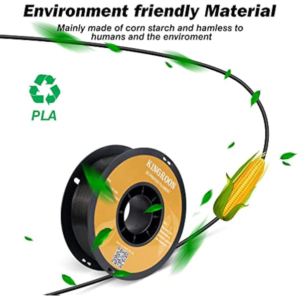 Kingroon PLA 3D Printer Filament,10 Rolls,Dimensional Accuracy +/- 0.02 mm, 1 kg Spool(2.2lbs), 1.75 mm，Red Blue Green Yellow Wood Orange Pink Purple Silver…
