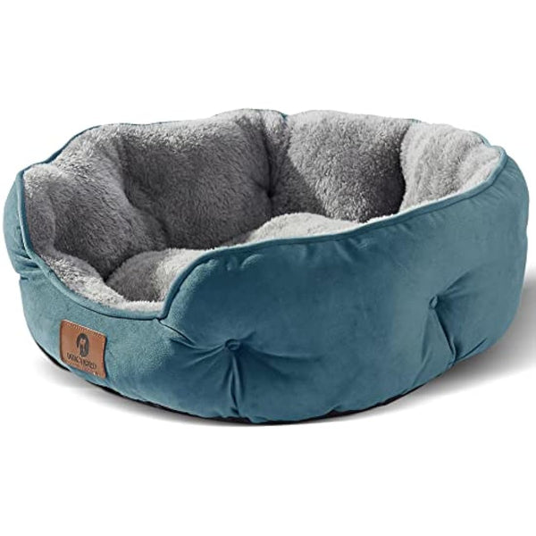 Asvin Medium Dog Bed for Medium Dogs, Cat Beds for Indoor Cats, Pet Bed for Puppy and Kitty, Extra Soft & Machine Washable with Anti-Slip & Water-Resistant Oxford Bottom, Teal, 25 inches