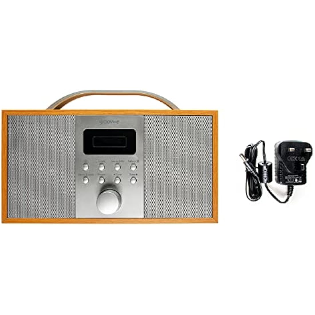 Groov-e Boston Wooden DAB & FM Digital Radio - Built-In Alarm Clock, Dynamic Range Control & Bluetooth Connectivity - LCD Display - Mains or Battery Operated - Portable Radio - 40 Preset Stations