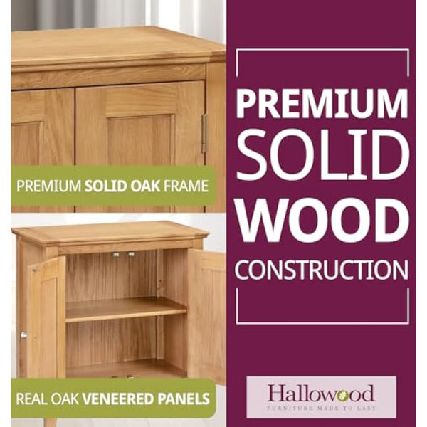 Hallowood Furniture Hereford Small Cupboard with Adjustable Shelf, Shoe Storage Cabinet, Light Oak Shoe Cabinet for Bedroom or Hallway, Stylish Wooden Kitchen, Bathroom or Living Room Furniture