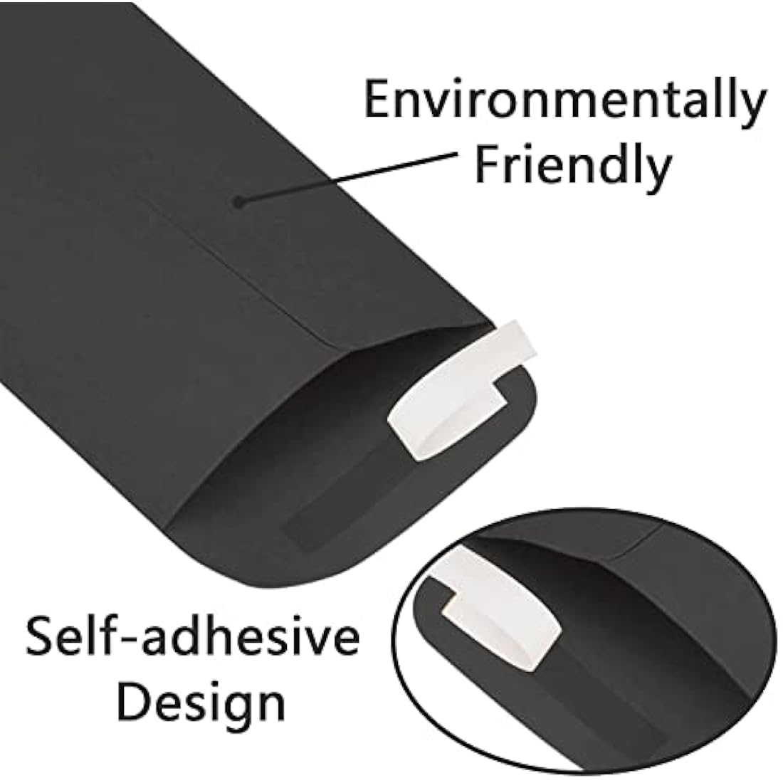 100Pcs Small Black Envelopes - Self-Adhesive Seed Packets, Kraft Paper Coin Envelopes for Wages, Coins, Beads or Stamps (10x6cm/3.9x2.4inch)