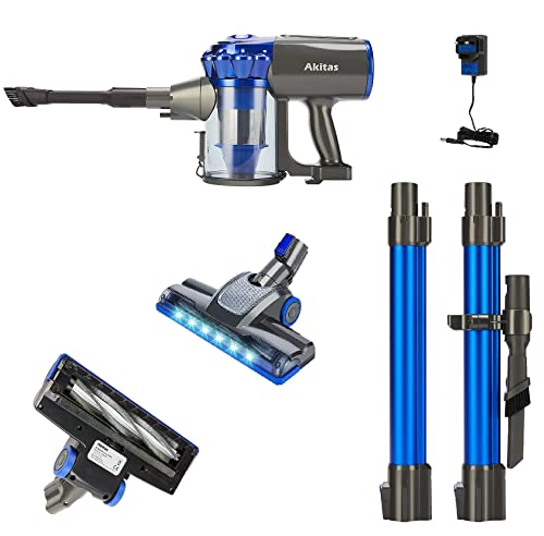 Akitas Cordless Vacuum Cleaner Upright Handheld Stick Lightweight Rechargeable Lithium Battery Good For Carpet, Pet Hair (AKV8)