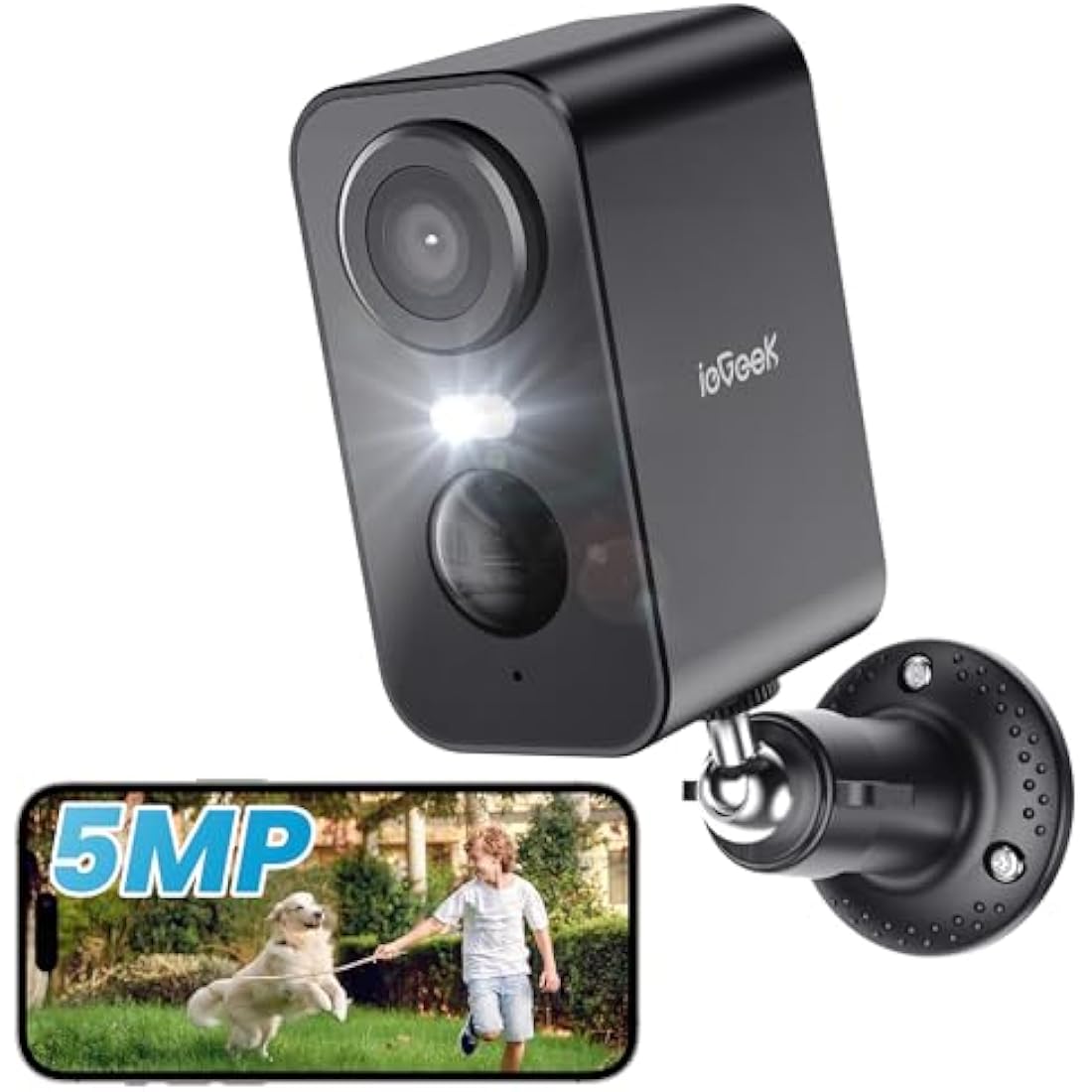 ieGeek 5MP Wireless Security Camera Outdoor Colorful Night Vision, Rechargeable Battery CCTV Camera System,WiFi Home Security Camera,Motion Detect,Siren Light,Memory Card/Cloud Storage,Work with Alexa