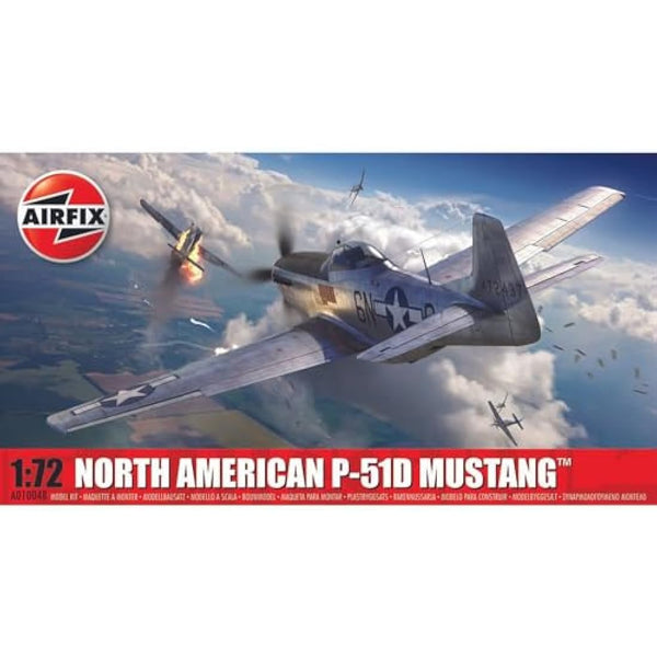Airfix Model Set - A01004B North American P-51D Mustang Model Building Kit - Plastic Model Plane Kits for Adults & Children 14+, Set Includes Sprues & Decals - 1:72 Scale Model