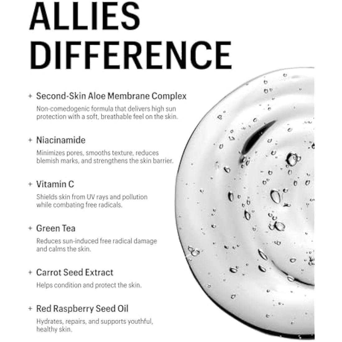 Allies of Skin - The One SPF 50 Invisible Sunscreen Gel with Vitamin C, Green Tea, Carrot Seed, Red Raspberry Seed Oil & Licorice Root, and 5 Antioxidants & Skin Conditioners. 50 ml/ 1.7 oz