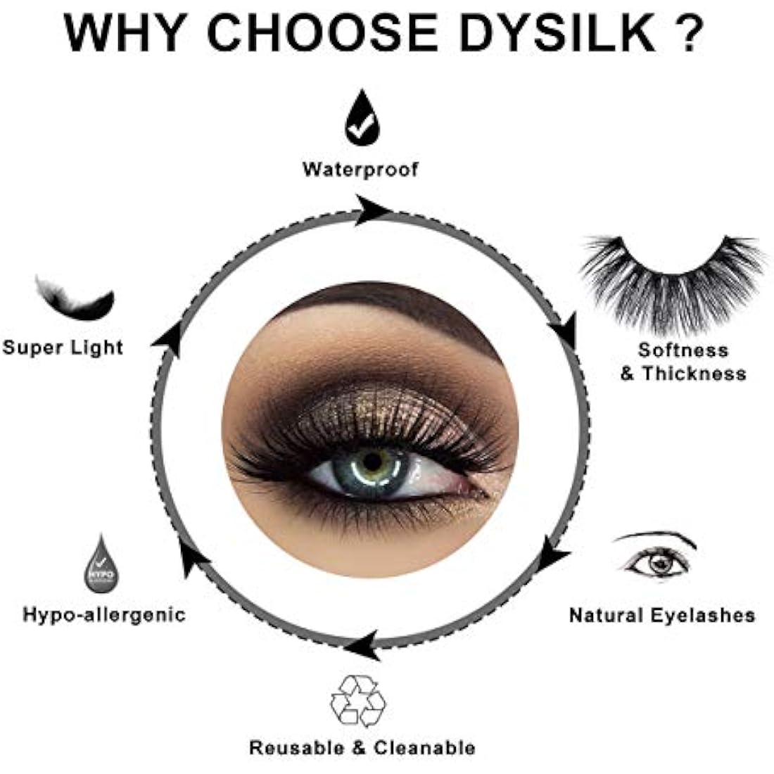 DYSILK 5D Eyelashes Wispies Handmade False Eyelashes Pack Extension Thick Long Reusable Soft Makeup Natural Look Fake Eyelashes