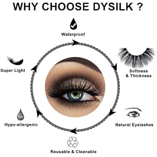 DYSILK 5D Eyelashes Wispies Handmade False Eyelashes Pack Extension Thick Long Reusable Soft Makeup Natural Look Fake Eyelashes
