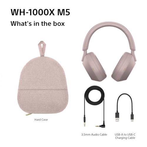 Sony WH-1000XM5 Hard Case Premium Noise Cancelling Wireless Over-Ear Headphones, Bluetooth, Clear Call Quality, Hi-Res Audio, Up to 30hr Battery Life, Includes Hard Case, iOS & Android - Black
