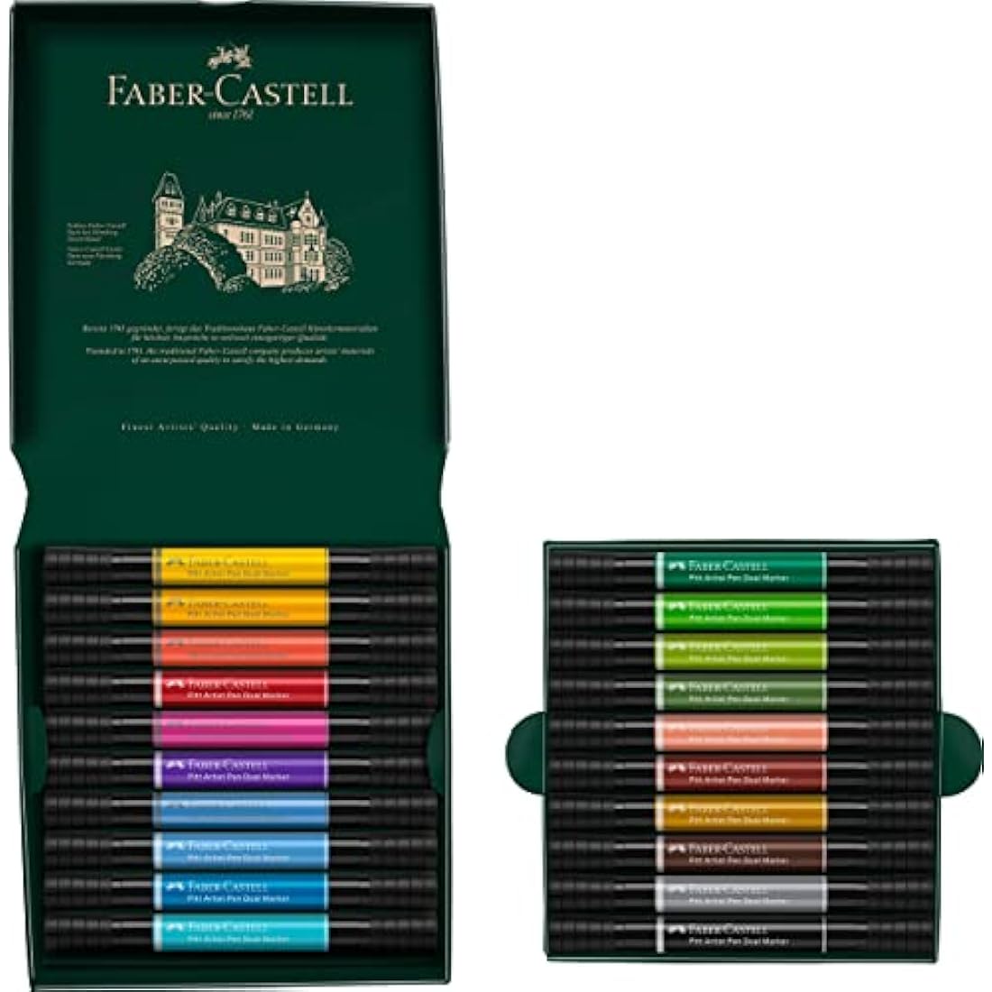 Faber-Castell Art & Graphic Pitt Artist Pen Dual Marker India Ink, Multicoloured, Wallet Of 20, For Art, Craft, Drawing, Sketching, Home, School, University, Colouring