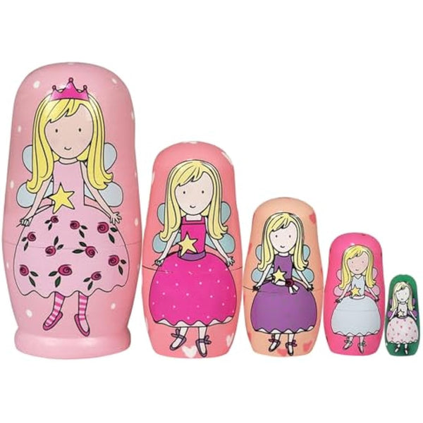 ELUTONG Wooden Nesting Dolls Russian - Angel Russian Matryoshka Nested Dolls, 5Pcs/Set Handmade Stacking Educational Learning Kids Toys