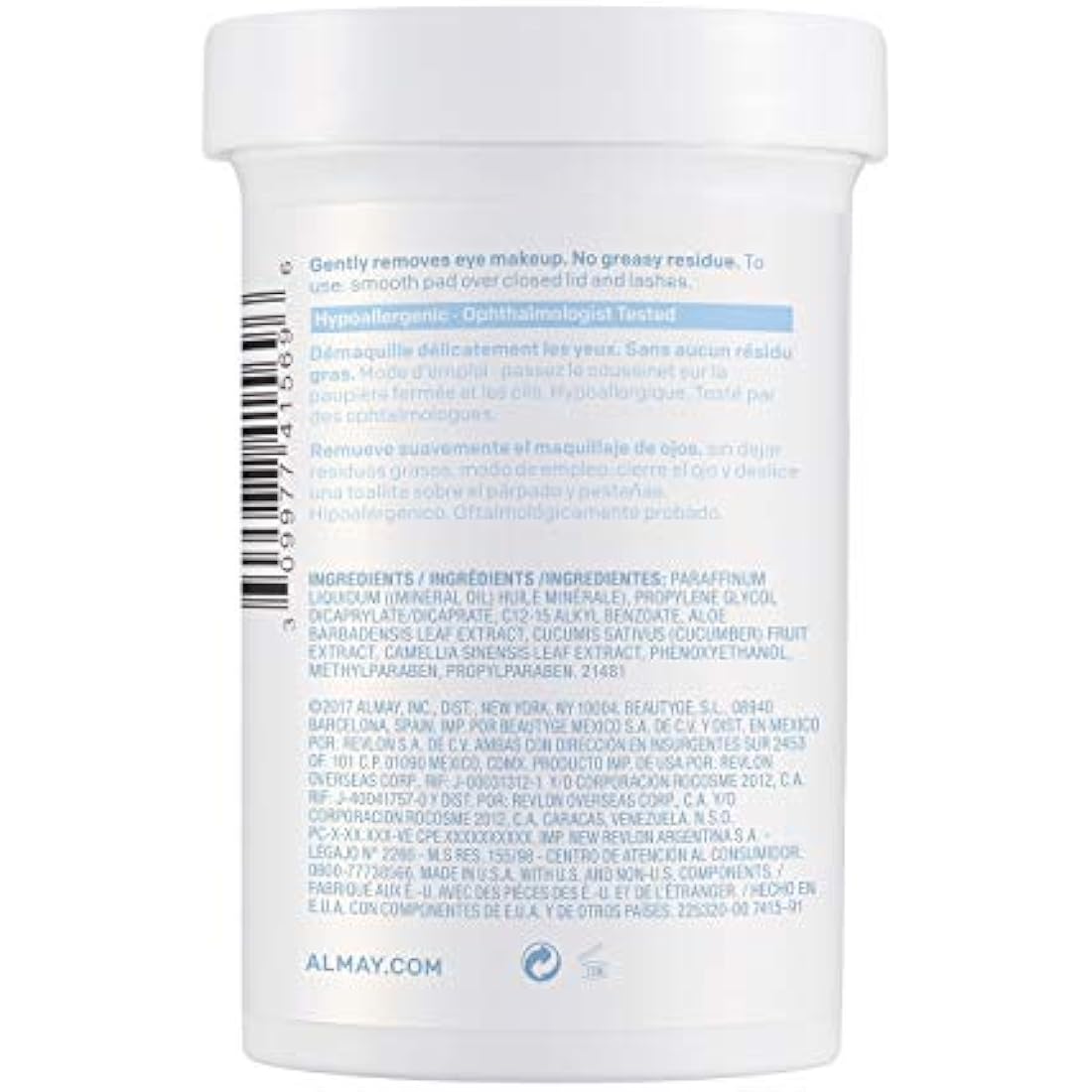 Almay Eye Makeup Remover Pads, Longwear & Waterproof 120 pads