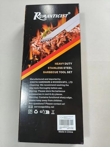 ROMANTICIST 26pcs Extra Thick Stainless Steel Grill Tool Set for Men, Heavy Duty Grilling Accessory Kit for Backyard, BBQ Utensils Gift Set with Meat Thermometer in Aluminum Case for Birthday Brown