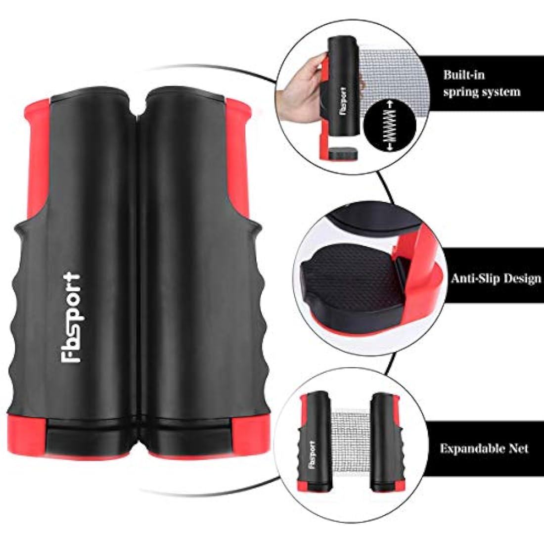 FBSPORT Table Tennis Set, Ping Pong Bats Set with 2 Paddles, 1 Retractable Net, 6 Balls, 1 Carrying Bag, for Trainer Adults Families Indoor Outdoor