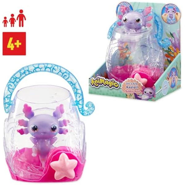 Animagic: Let's Glo Axolotl Bubble Reef | Portable Magic Bubble Aquarium | Also Includes 1 Let's Glo Axolotl | Interactive Electronic Pets | For Kids Aged 4+