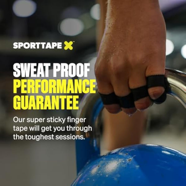 SPORTTAPE Box of 24 Rolls Zinc Oxide Finger Tape - Black - 1.25cm x 10m | for Jiu Jitsu, Bouldering, Rock Climbing, BJJ, Crossfit, Rowing, Climbing & Golf (12 Packs of 2 Rolls)