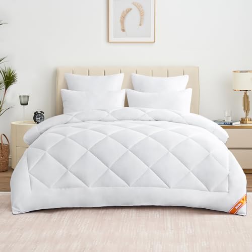 Aisbo Double Duvet 10.5 Tog - All Year Round Fluffy Quilt Duvet Double Bed with Corner Tabs, Ultra Soft Duvet Insert 300GSM, 200x200cm