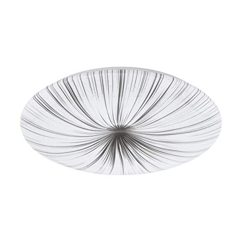 EGLO Nieves LED Ceiling Light, Diameter 51 cm, Crystal Effect Ceiling Light Made of Plastic and Metal, Living Room Lamp in White, Silver, Bedroom