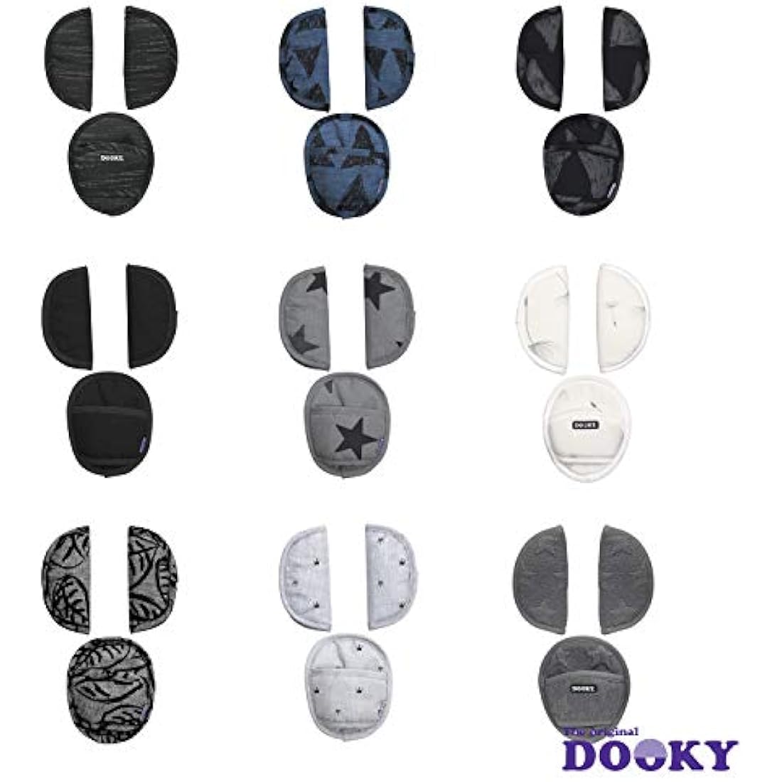 Dooky Car Seat Belt Pads, Harness Strap Pads for Baby's Protection, Universal Size Suitable for 3- and 5-Point Belt System, Group 0+ yrs, 3-Piece Set (2 Shoulder Pads, 1 Crosspiece), Dandelion
