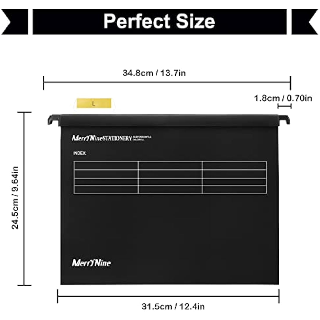 Suspension Files, MerryNine 15PCS Polypropylene Filing Cabinet Suspension Files with Tabs and Card Inserts for School Home Work Office Organization **Check Size Before Ordering**(Black, A4)