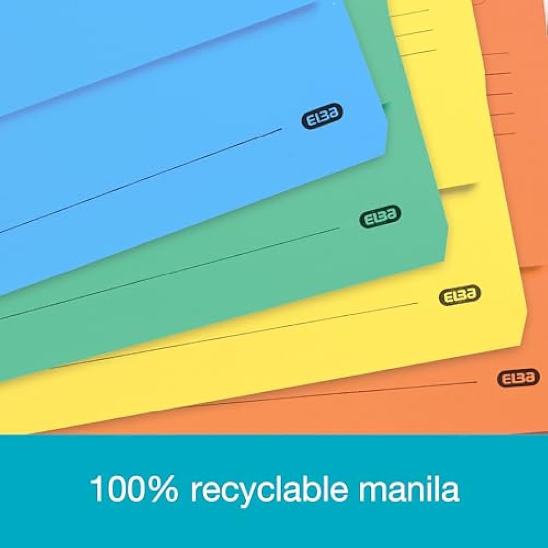 Elba Foolscap Document Wallets, Assorted Colours, A4+, Pack of 10 Folders