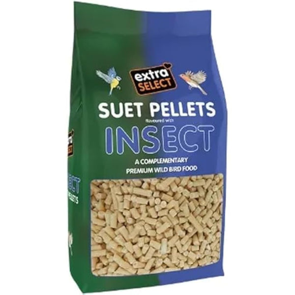 Extra Select Insect High Energy Suet Pellets Wild Bird Food - Protein, Fat Rich Year-Round Feeding - 3 kg Refill