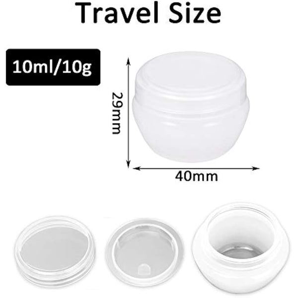 Alledomain 20 Pieces 10ml / 10g Empty Clear Cosmetic Pots with 3 Mini Spatula, Plastic Refillable Travel Sample Container Jars with Lids and Inner Liners for Makeup Creams Lotions Beauty Nail