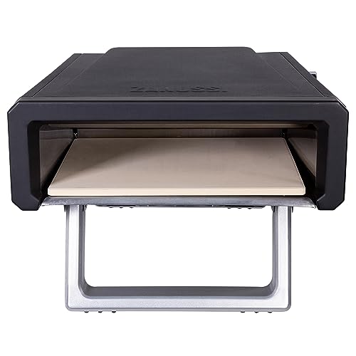 Zanussi ZPO1BPC Outdoor 12 Inch Wood Pellet Portable Wood Fired Pizza Oven with Paddle and Cover in Black, BBQ Oven & Smoker, Stainless Steel Foldable Legs