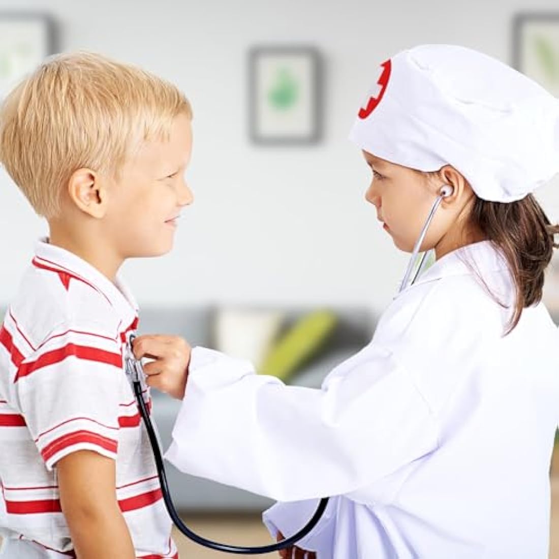 EFO SHM Doctors Set for Kids, Wooden 34-piece Kids Doctors Kit, with Real Stethoscope Portable Doctors Bag and Wooden Syringe, Role Play Toys for 3 4 5 6 Year Old Girls and Boys