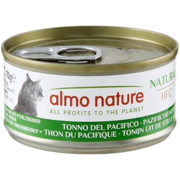 Almo Nature HFC Natural - Wet Cat Food for Cats - Pacific Tuna - Gluten-Free, Grain-Free, Human-Grade, Monoproteic - 70g (Pack of 24)