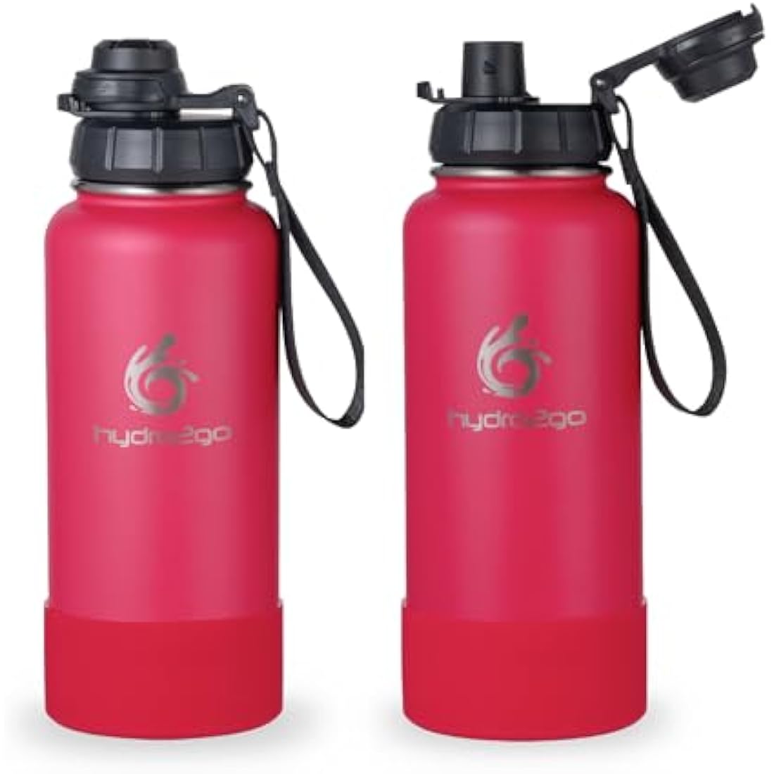 hydro2go Stainless Steel Water Bottle with Sports Lid – BPA-Free, Leak-Proof, Insulated Bottle for Sports & Outdoors, Keeps Drinks Cold 24h / Hot 12h (Magenta, 950 ml)