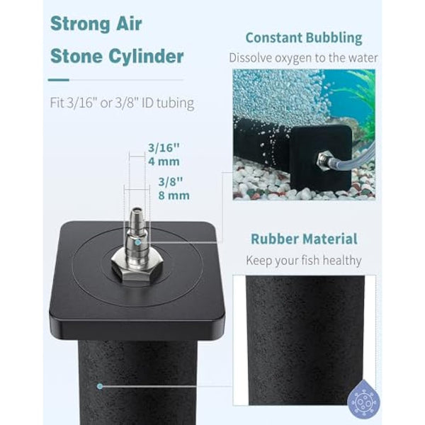 Pawfly Aquarium Air Stone for Large Air Pump 30 cm Fish Tank Air Stone Bubbler Cylindrical Bubble Release Tool Oxygen Diffuser for Large Fish Tanks Outdoor Garden Ponds and DWC Systems, 2 Pack