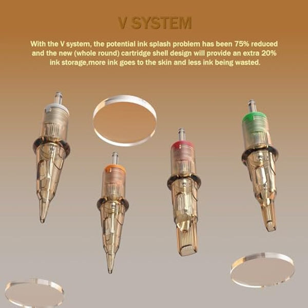 EZ Tattoo Cartridge Needles Assorted - 50Pcs #12 Mixed (7RM 9RM 11RM 13RM 15RM) Standard Curved/Round Magnum Tattoo Needles Cartridges for Tattoo Pen Machine Gun - V SELECT