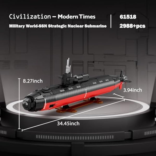 JMBricklayer Large Submarine Toy Building Sets, 1:125 Scale Military Los Angeles-class Nuclear Submarine Hobby Model for Adult, Collectible War Battle Submarine Construction Toy Decor Gifts (2750PCS)