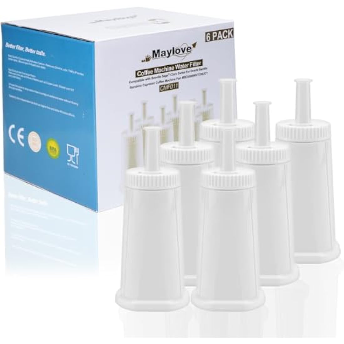 6Pack Water Filters for Sage Coffee Machine Models SES 990/980/500/878/875/880/920/810,Appliances BES008 Softener for Sage Water Filter for sage Barista Express Water Filters for sage Barista pro
