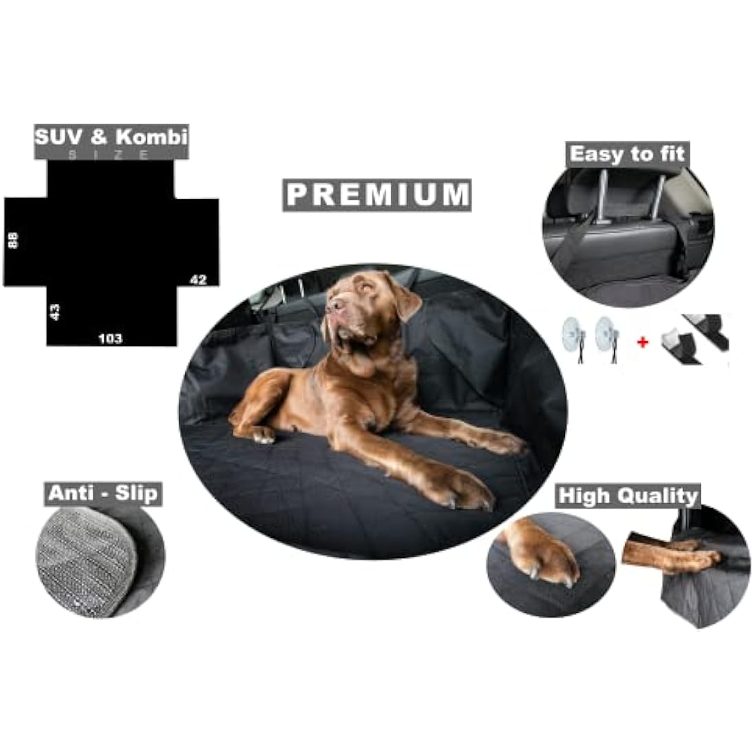 fixcape Doggy Comfortable Estate SUV Protective Mat Dog Blanket Boot Protector Car Boot Dog Side Protection Non-Slip