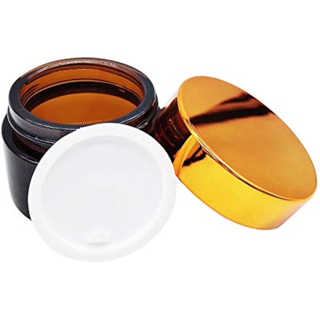 6 Pcs Amber Glass Jars, Refillable Small Glass Jars with Lids, 50ml Travel Pots for Storage Homemade Facial Cream Lotion Ointment