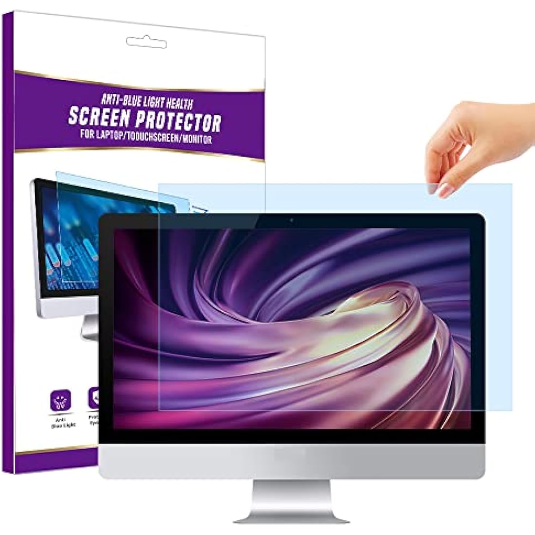 AiMok Removable 24 Inch Premium Anti Blue Light Filter, Eye Protection Blue Light Blocking & Anti-Glare Screen Protector for Monitor and PC Computer (24" 16:9)