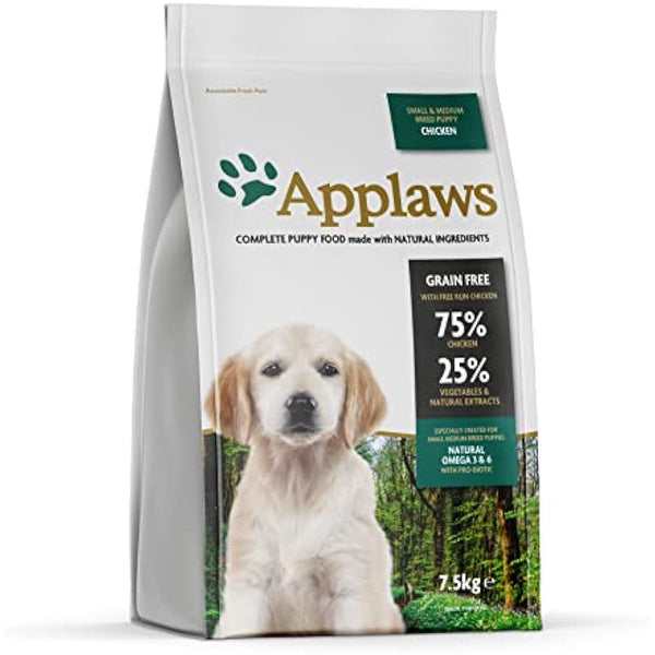 Applaws High Protein Complete and Grain Free Dry Puppy Food 7.5 kg for All Dog Breeds, Chicken (Pack of 1)