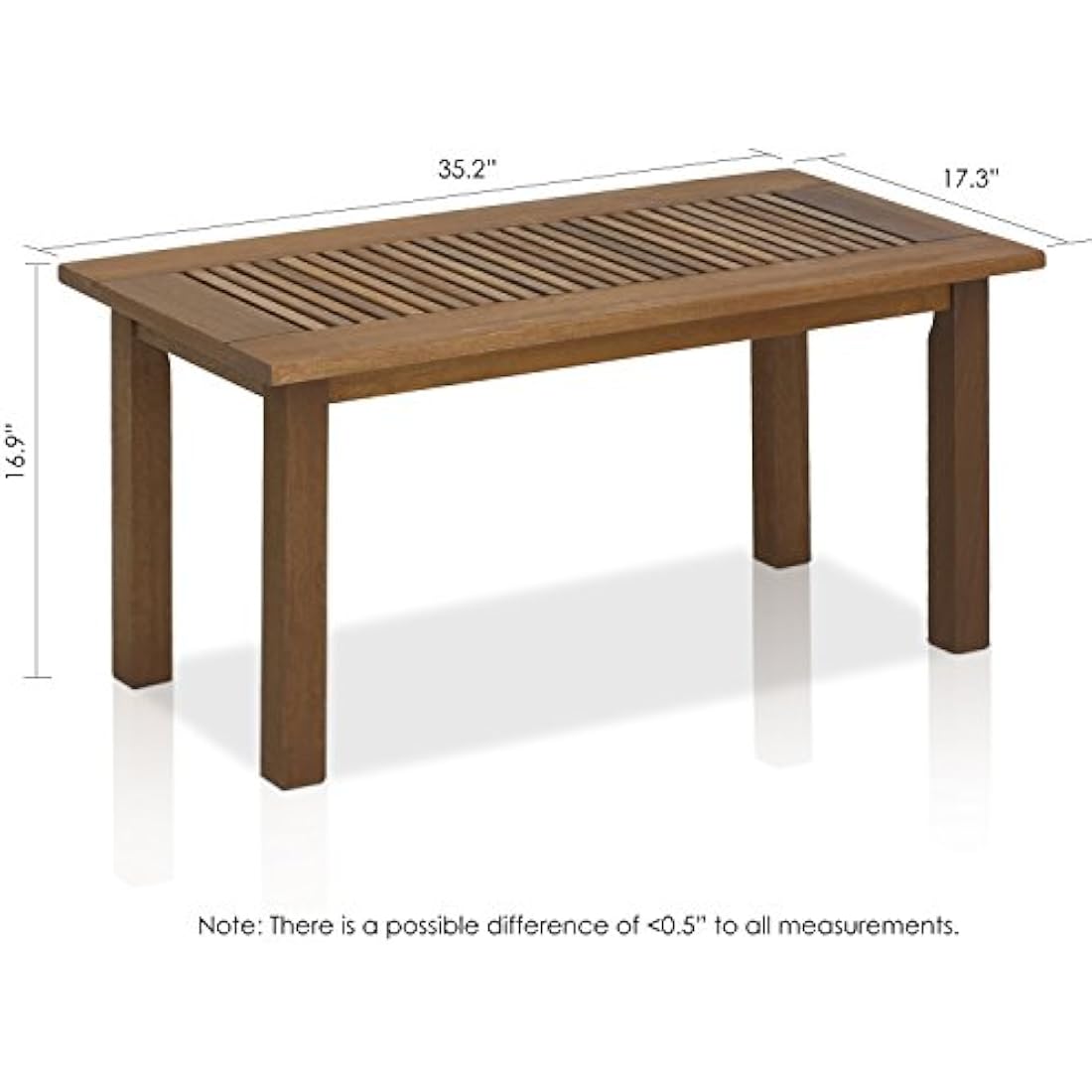 Furinno Tioman Hardwood Outdoor Coffee Table in Teak Oil, Natural