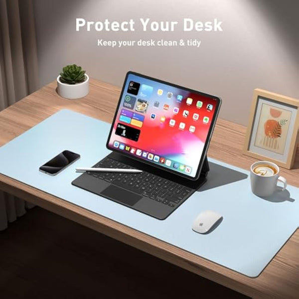 Aothia Desk Mat PU Leather Desk Pad/Mouse Pad,Anti-Slip Desk Protector,Waterproof Desk Cover for Office&Home(80cmx40cm,Baby Blue)