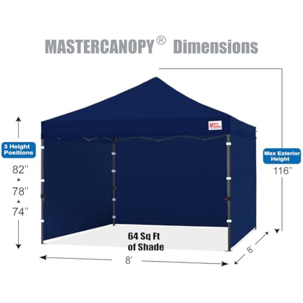MasterCanopy Heavy Duty Pop-up Gazebo tent with Sidewalls (2.5x2.5M,Navy Blue)