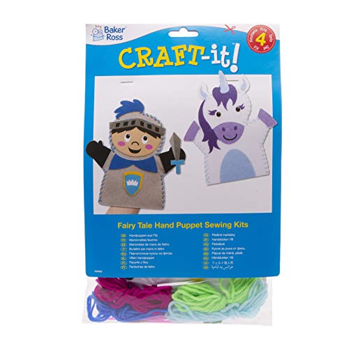 Baker Ross AW692 Fairy Tale Hand Puppet Sewing Kits (Pack of 4)