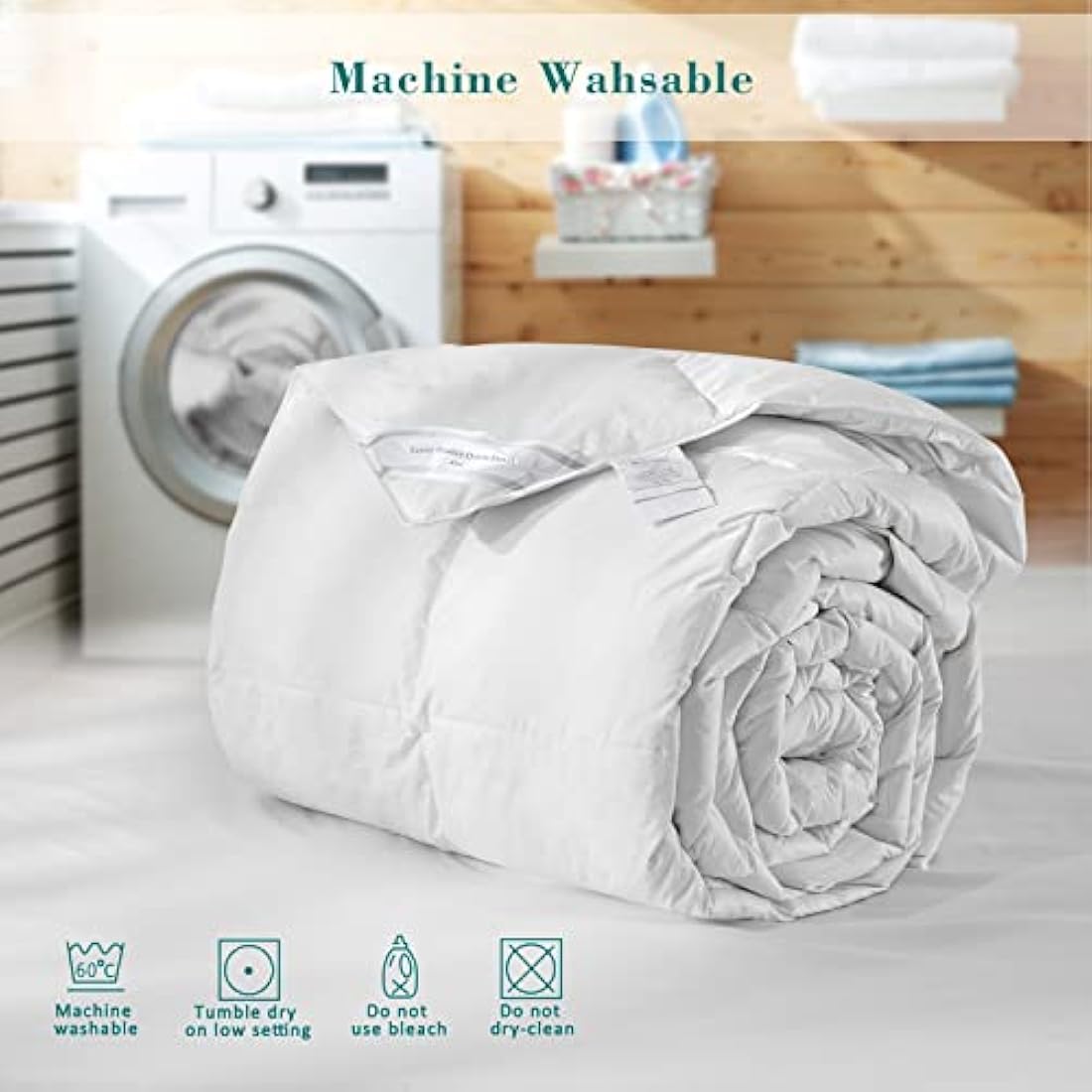 Threads For Bed 13.5 tog Down & Feather Duvet, Super King, 100% Cotton Down Proof Fabric, Machine Washable with Premium Box-Stitch Design