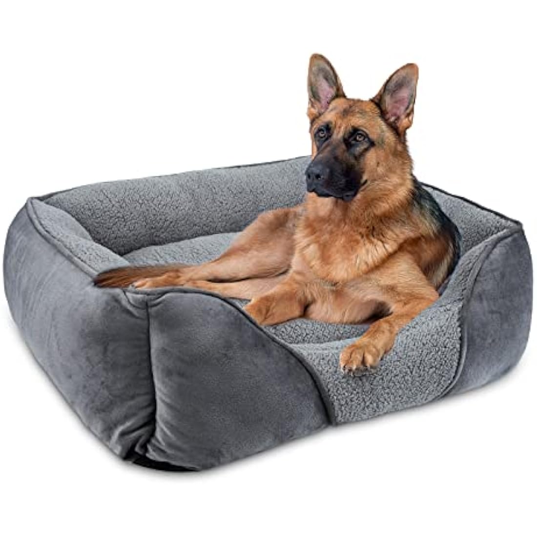 MIXJOY Extra Extra Large Dog Bed Washable, XXL Dog Bed Low Front Edge Bed Non-Slip Bottom Soft Pet Bed, Calming Pet Bed For Labrador, Golden Retriever, Grey, 107x76x25 cm