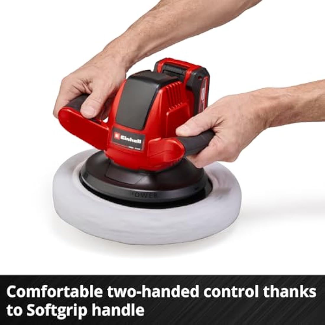 Einhell Power X-Change Cordless Car Polisher And Buffer - 18V, 2500 RPM, Battery Powered 254mm Disc Polisher - CE-CB 18/254 Li Solo Polishing Machine (Battery Not Included), Red