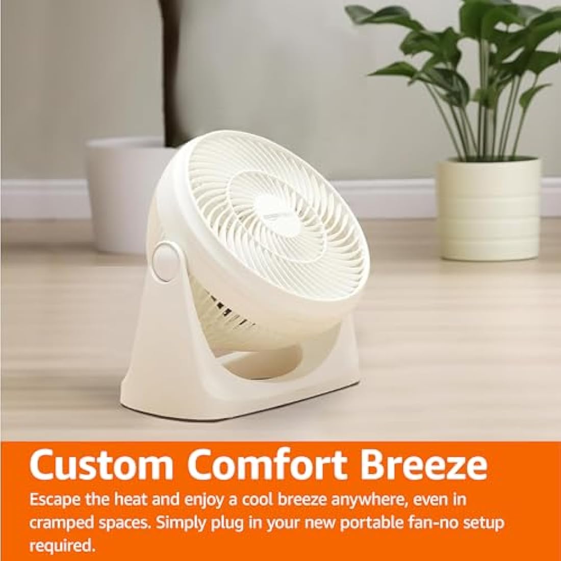 Amazon Basics Portable Desk Fan, 7 Inch Quiet Operation Cooling, 3 Speed Settings, 90° Variable Tilt, 15.49 x 27.3 x 27.69 cm, White