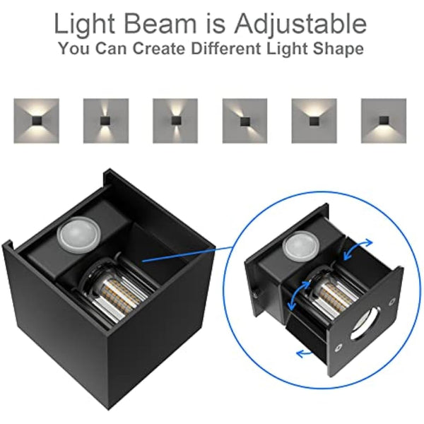 Klighten 2PCS Outdoor Wall Light with Motion Sensor, Waterproof IP54 Outside Wall Lamps with Sensor, Adjustable Beam Angle, Natural White 4000K, Black (G9 LED Bulb Include)