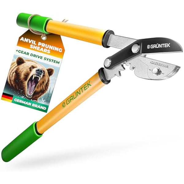 GRÜNTEK Anvil Pruning Loppers 470 mm, SHARP lopping shear GRIZZLY 470 mm, with Gear Drive cutting system. TWO in ONE Secateur and loppers !!