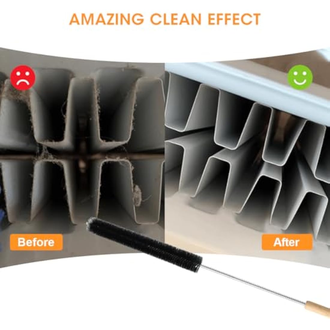 Aieve Radiator Cleaner Brush, 80CM Radiator Brush, Flexible Long Cleaning Duster with Wood Handle for Heater & Dryer Lint & Washing Machine